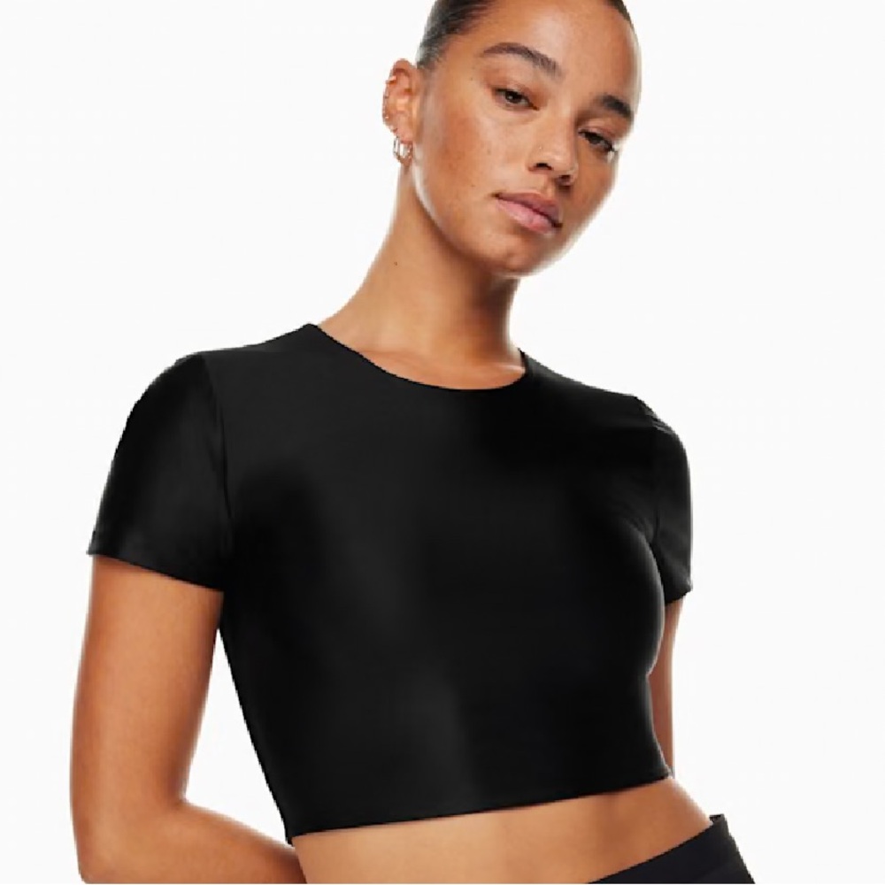 Aritzia/Babaton Black Satinette Crop Top